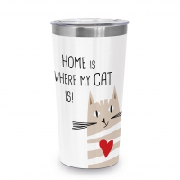 Tasse de voyage en acier inoxydable - Home Cat Travel Mug 0,43