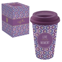 Kubek porcelanowy To-Go 350ml - LIVE EVERY MOMENT