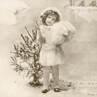 Servietten 33x33 cm - Girl with Christmas
