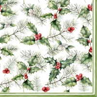 Serviettes 24x24 cm - Holly & Mistletoe
