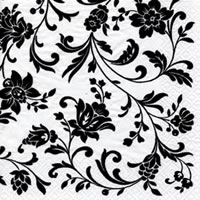 Serviettes 24x24 cm - Arabesque White white-black