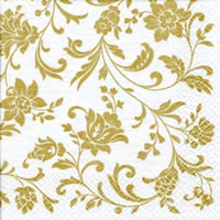 Serviettes 24x24 cm - Arabesque White gold-white