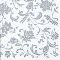 Serviettes 24x24 cm - Arabesque White silver-white