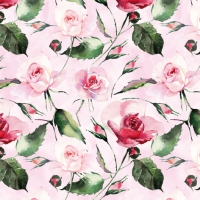 Serviettes 24x24 cm - Powdery Roses blush rosé