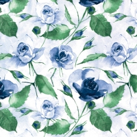 Napkins 24x24 cm - Powdery Roses blue