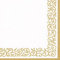 Napkins 24x24 cm - Romantic Border gold-white