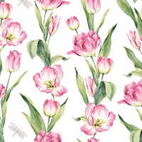 Napkins 24x24 cm - Chaînes de Tulipes pink