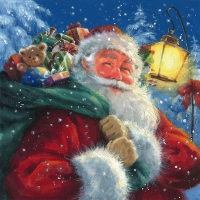 Servietten 33x33 cm - Santa with his Presents