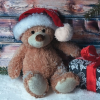 Serviettes 33x33 cm - Christmas Teddy with Present