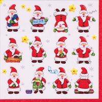 Napkins 33x33 cm - Funny Santas