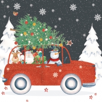 餐巾33x33厘米 - Red Christmas Car
