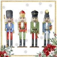 Servietten 33x33 cm - Nutcracker Quartet white