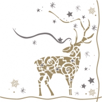 Салфетки 33x33 см - Mystic Deer gold/white