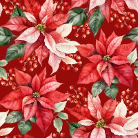 Serviettes 33x33 cm - Julestjerne antique red