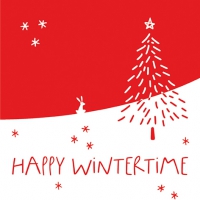 Servetten 33x33 cm - Happy Wintertime red