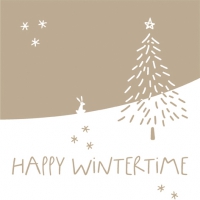 Servietten 33x33 cm - Happy Wintertime taupe