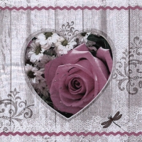 Servilletas 33x33 cm - Coeur Rose Rustique vintage