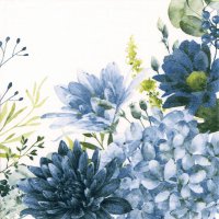 Servietten 33x33 cm - Orla de Crisantemos blue