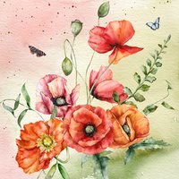 Napkins 33x33 cm - Bouquet of Poppies