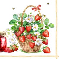 Napkins 33x33 cm - Fraises dans une Corbeille