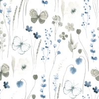餐巾33x33厘米 - Delicate Flowers with Butterflies navy