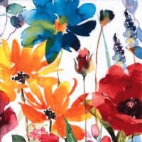 Napkins 33x33 cm - Flores Rojas y Amarillas