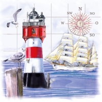 Napkins 33x33 cm - Lighthouse & Compass
