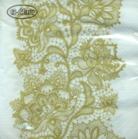 Serviettes 33x33 cm - Lace Pattern gold