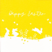 Napkins 33x33 cm - Happy Easter Bunnies yellow