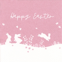 Servetten 33x33 cm - Happy Easter Bunnies rose