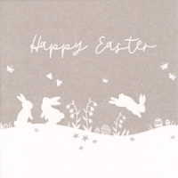 Serviettes 33x33 cm - Happy Easter Bunnies taupe