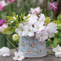 餐巾33x33厘米 - White Crabapples in Vintage Vase