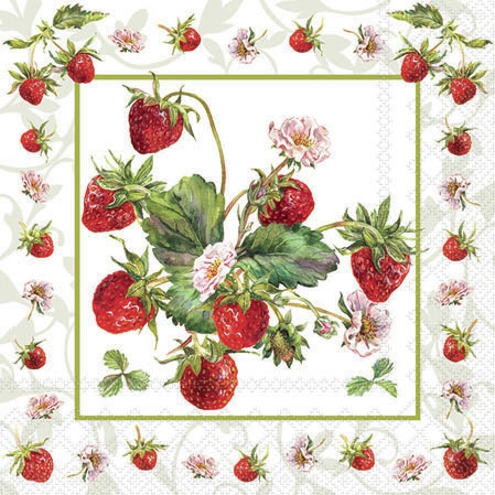 Napkins 25x25 cm - Fresh Strawberries 