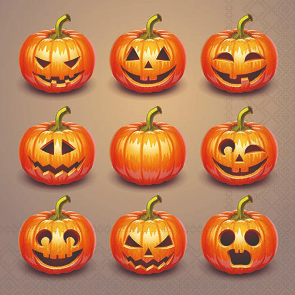 Servilletas 25x25 cm - Halloween pumpkins, Calabazas,  espeluznante,  Horror,  da miedo,  Halloween,  Otoño,  Calabazas,  verduras