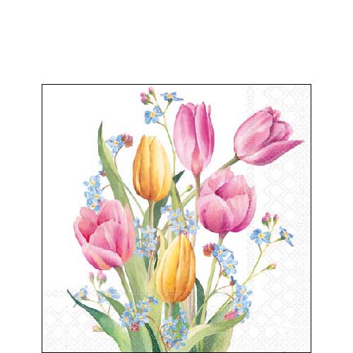 Napkins 25x25 cm - Tulips bouquet , tulips,  flowers