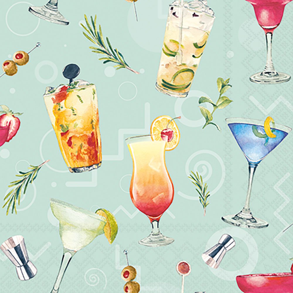 Napkins 25x25 cm - Cocktail party aqua