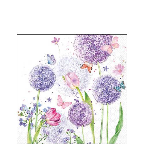 Servilletas 25x25 cm - Flower beauty , Allium,  Pradera de flores,  Flores,  Tulipanes,  Mariposas,  Bosque,  Animales,  Prados