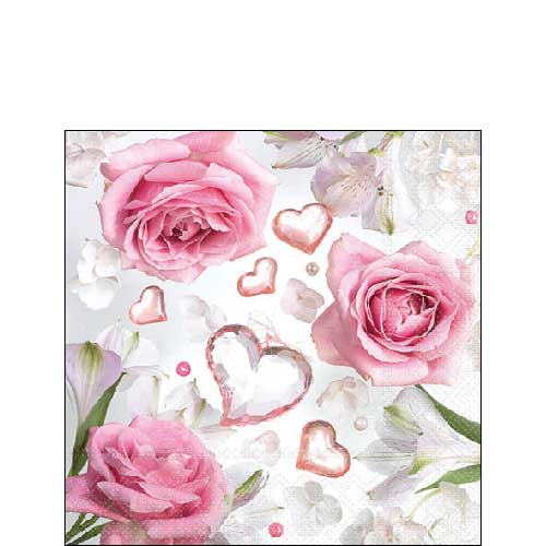 Tovaglioli 25x25 cm - Loreen , Cuori,  L´amore,  Le rose,  Vintage,  Matrimonio,  I fiori,  Eventi