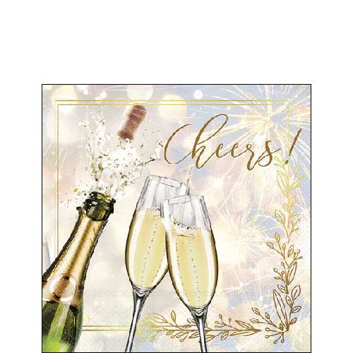 Servilletas 25x25 cm - Popping bottle , Fiesta,  Champán,  Nochevieja,  Vino,  Celebración,  Fiesta,  Año Nuevo,  Vino espumoso,  Eventos