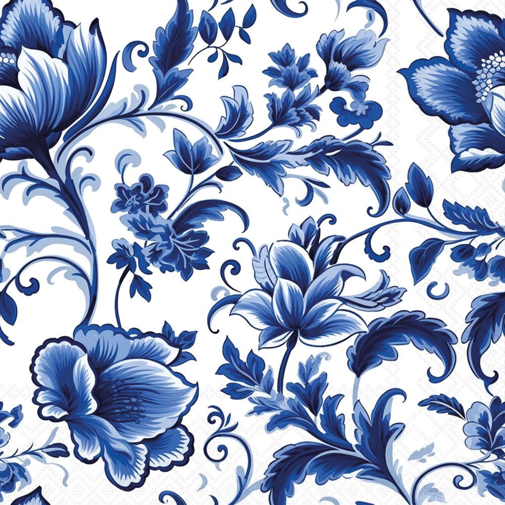 Servietten 25x25 cm - Delft Blue florals