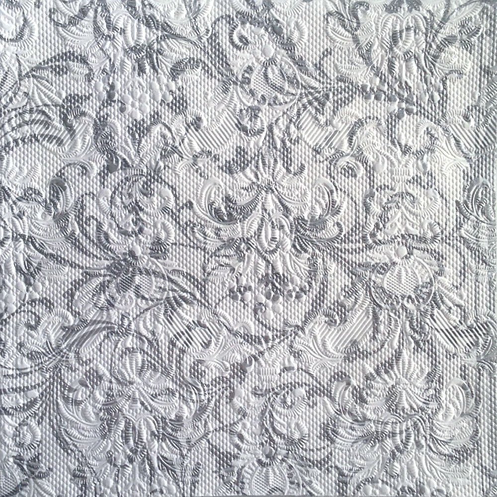 Napkins 33x33 cm - Elegance Damask white/silver