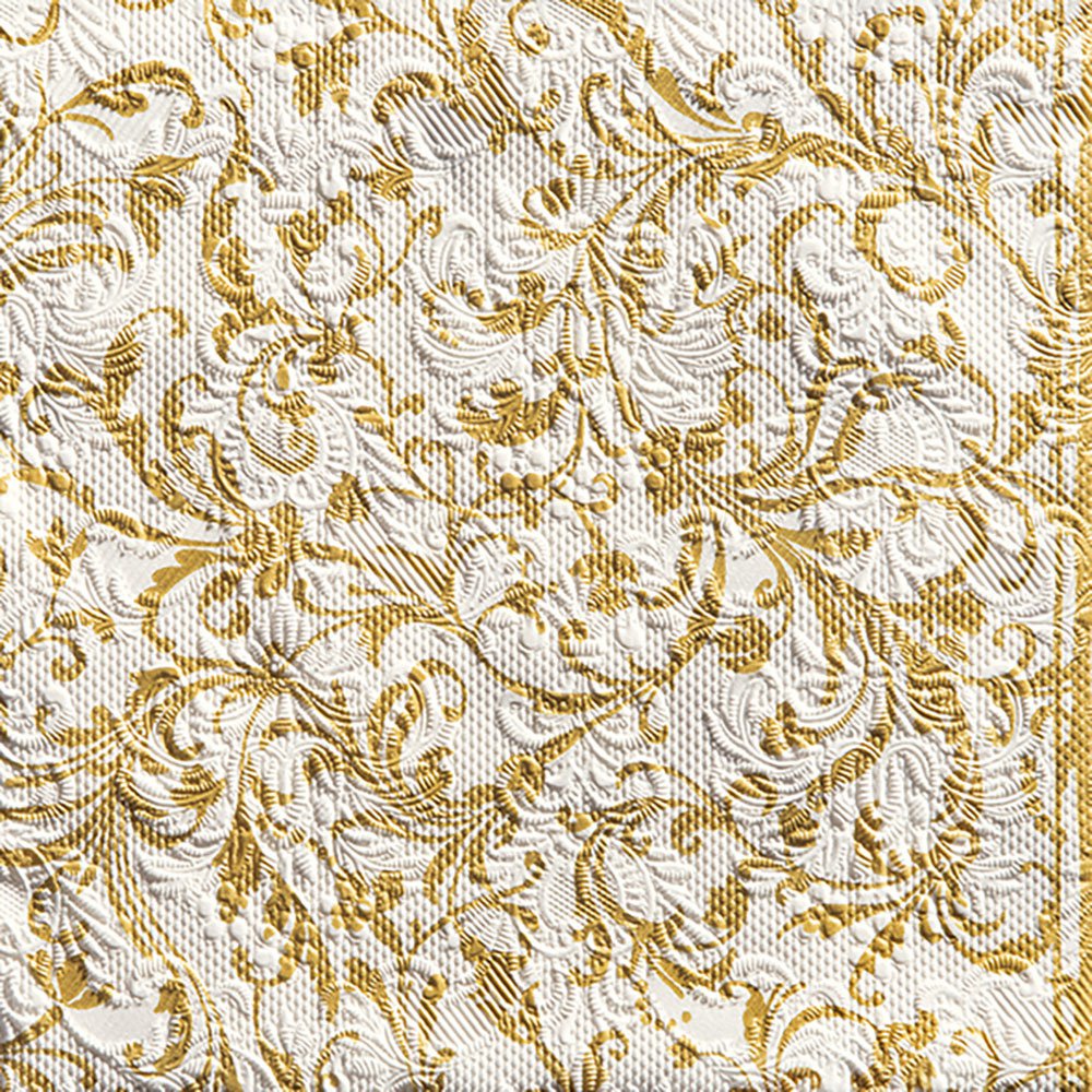Servietten 33x33 cm - Elegance Damask white/gold