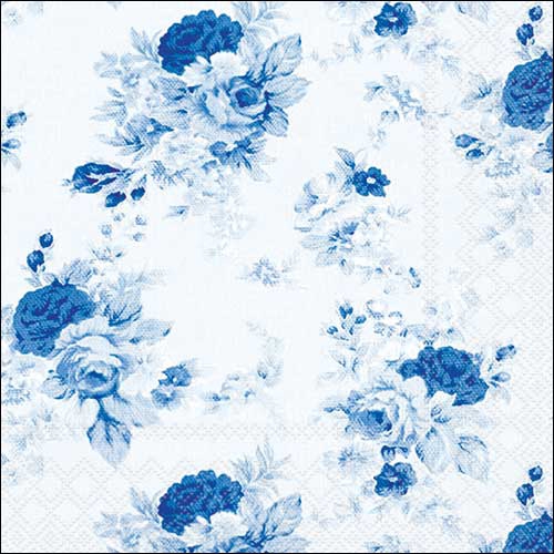 Servietten 33x33 cm - Antoinette blue , Rosen,  blau