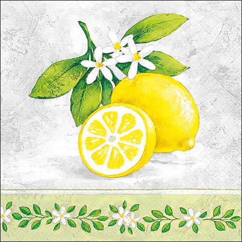 Servietten 33x33 cm - Lemon branch , Zitronen