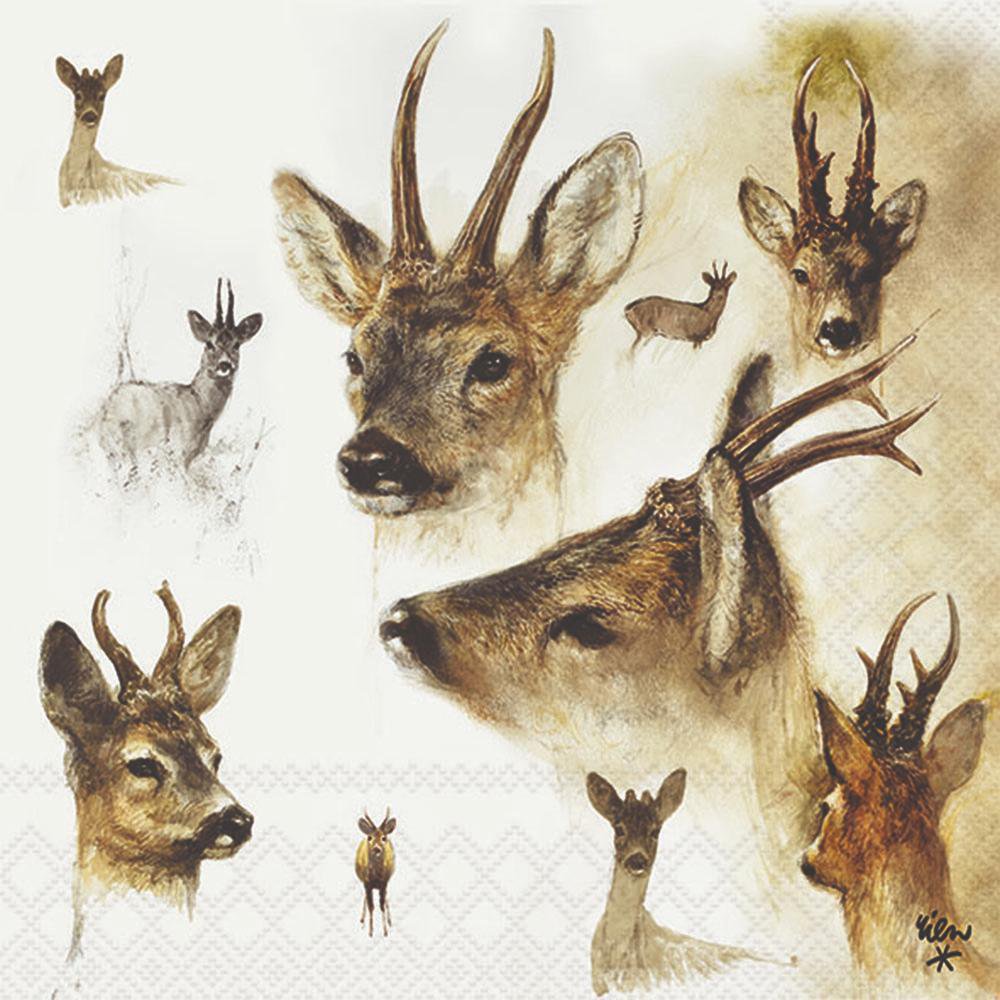 Napkins 33x33 cm - Portraits of deer