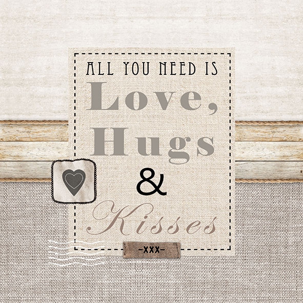 Tovaglioli 33x33 cm - Love, Hugs & Kisses 