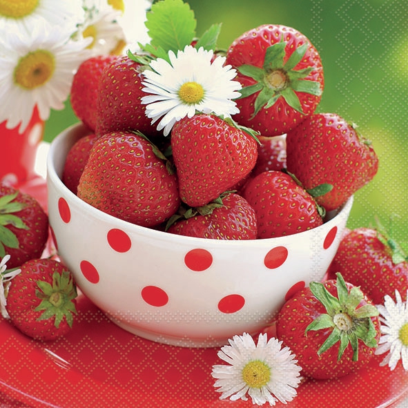 Napkins 33x33 cm - Strawberries In Bowl 