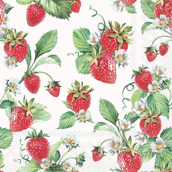 Napkins 33x33 cm - Garden Strawberries 