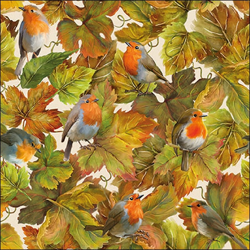 Serwetki 33x33 cm - Hidden Robins 