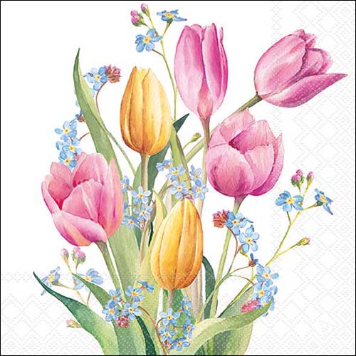Serwetki 33x33 cm - Tulips bouquet , Tulipany,  kwiaty